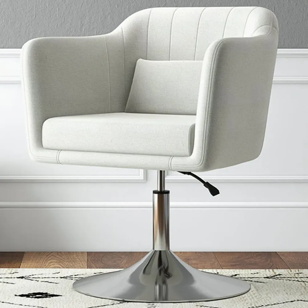Swivel Accent Chair - Cream, Linen Fabric