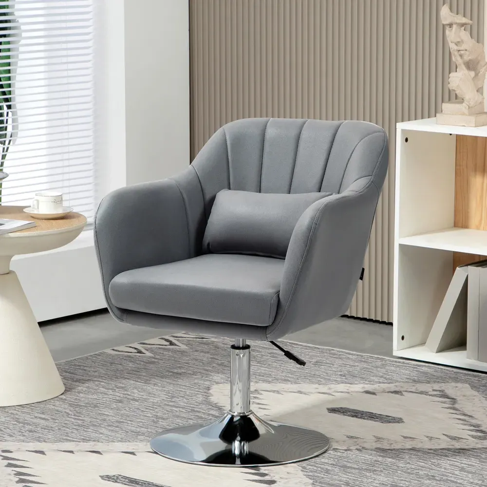 Swivel Accent Chair - Dark Grey, Microfibre