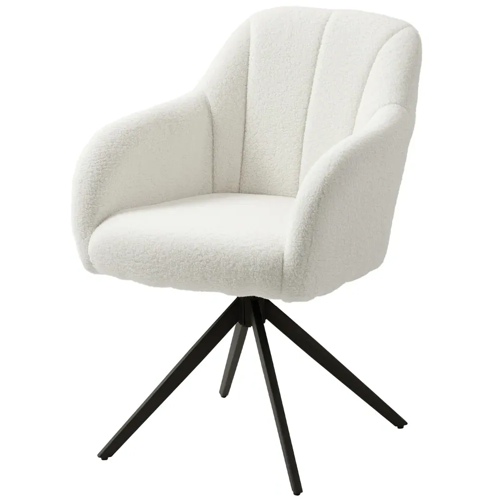 Swivel Accent Chair with Teddy Fleece - White