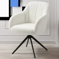 Swivel Accent Chair with Teddy Fleece - White