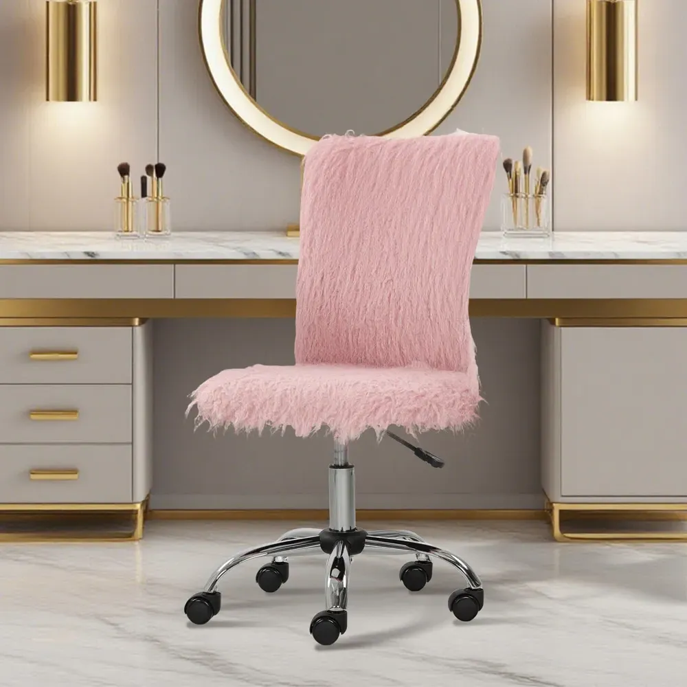 Swivel Armless Vanity Chair - Pink