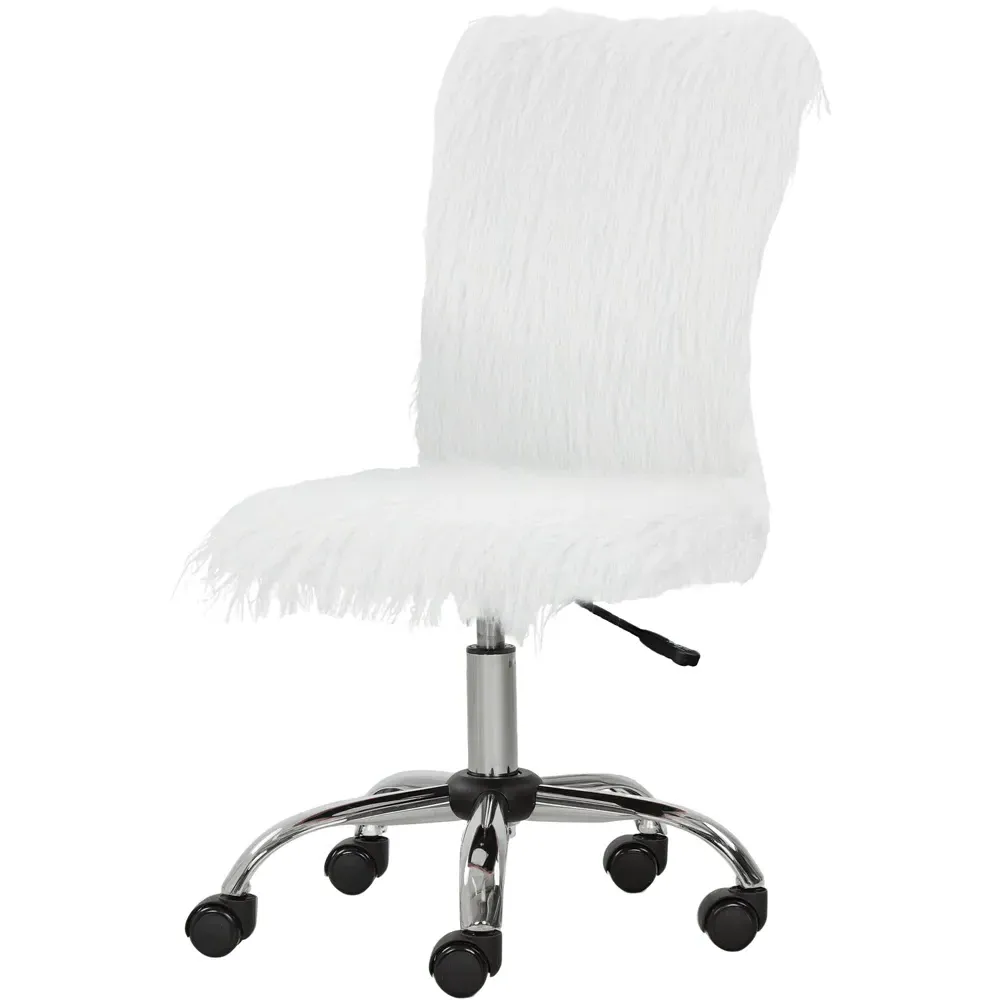 Swivel Armless Vanity Chair - White