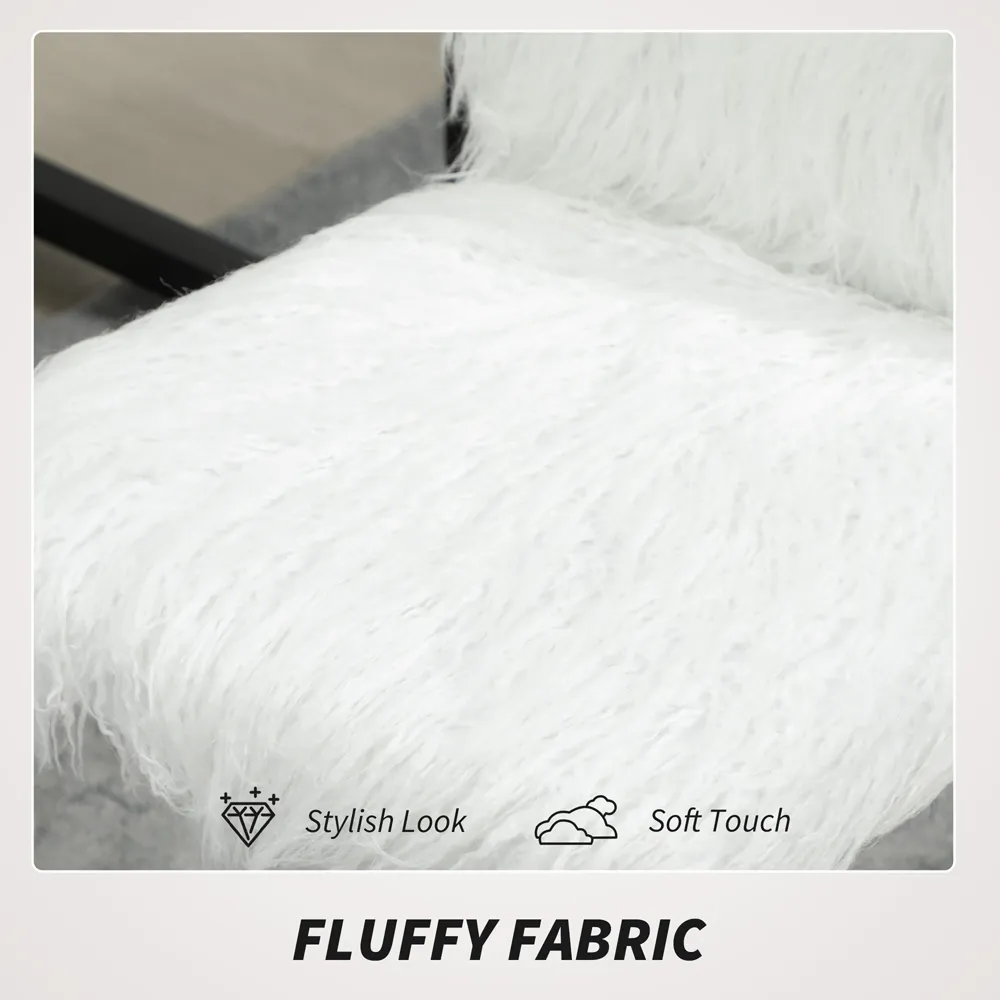 Swivel Armless Vanity Chair - White