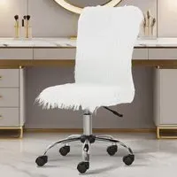 Swivel Armless Vanity Chair - White