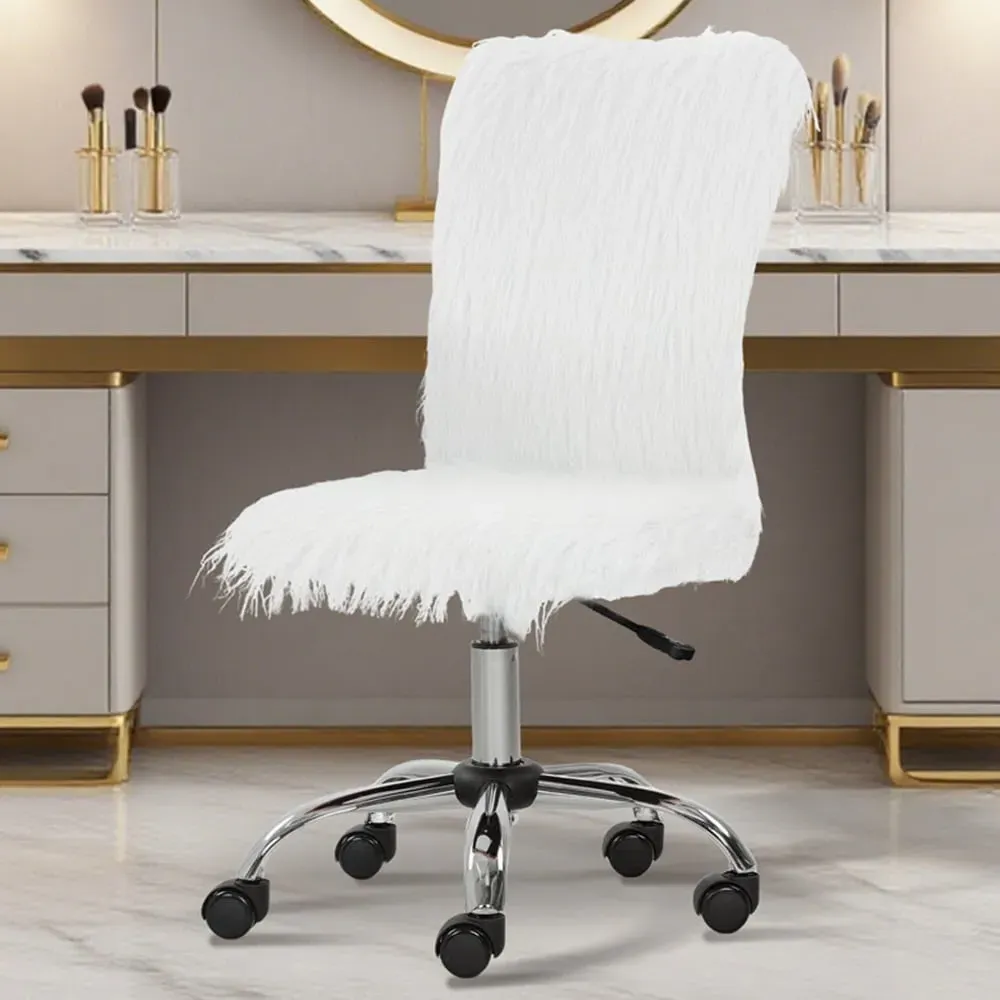 Swivel Armless Vanity Chair - White image