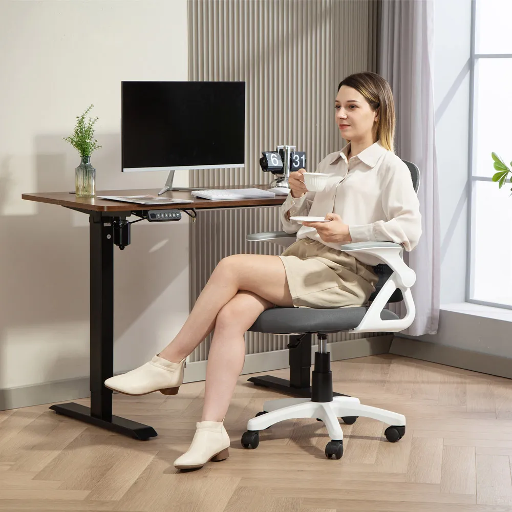 Swivel Computer Chair with Flip Up Armrests - Grey