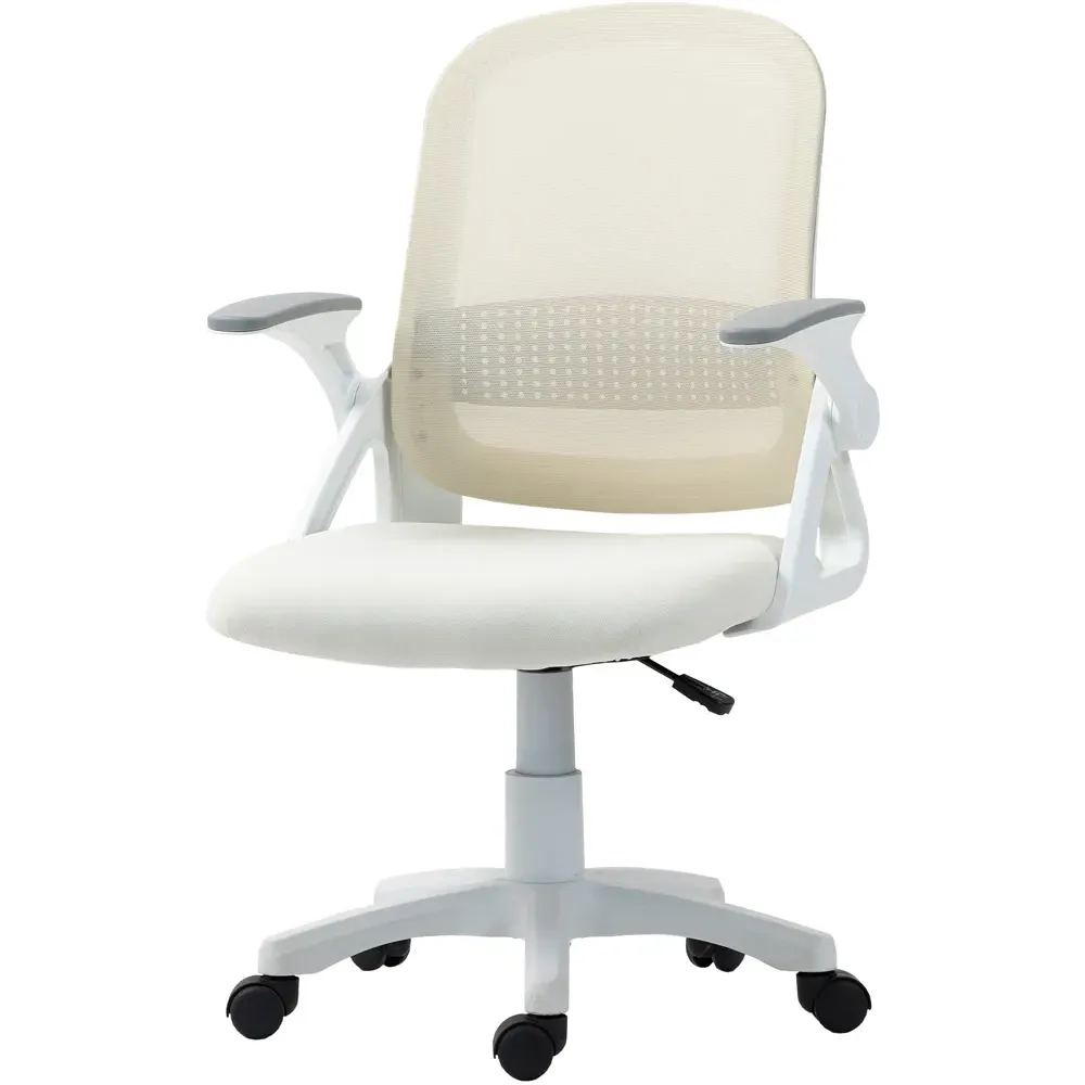 Swivel Computer Chair with Flip Up Armrests - White