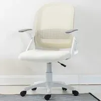 Swivel Computer Chair with Flip Up Armrests - White