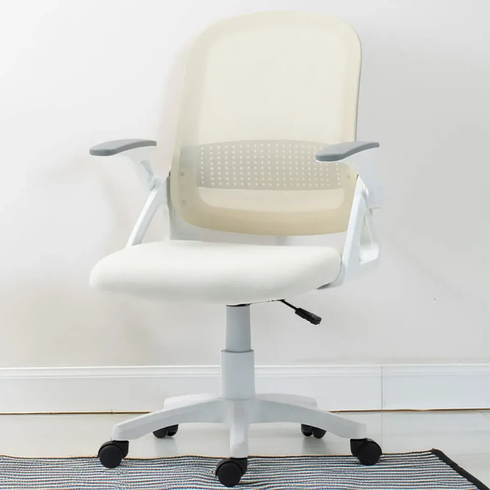 Swivel Computer Chair with Flip Up Armrests - White