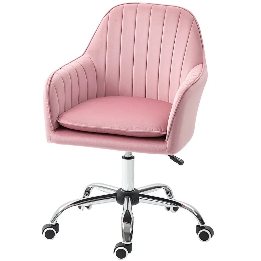 Swivel Desk Chair with Adjustable Height - Dark Pink, Velvet