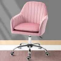 Swivel Desk Chair with Adjustable Height - Dark Pink, Velvet
