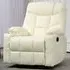 Swivel Manual Recliner Armchair with Footrest - Cream, PU Leather