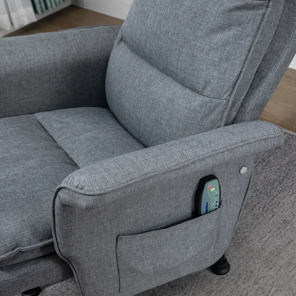 Swivel Massage Recliner Armchair with Footstool - Grey