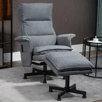Swivel Massage Recliner Armchair with Footstool - Grey