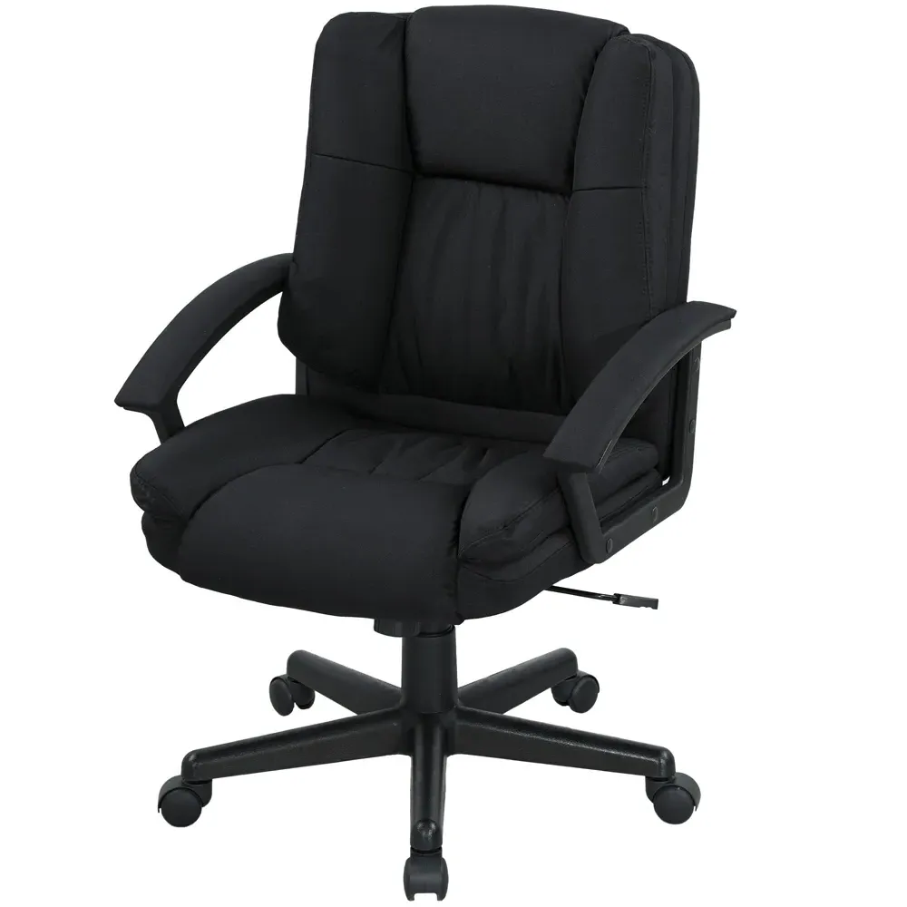 Swivel Mid Back Office Chair with Arms - Black