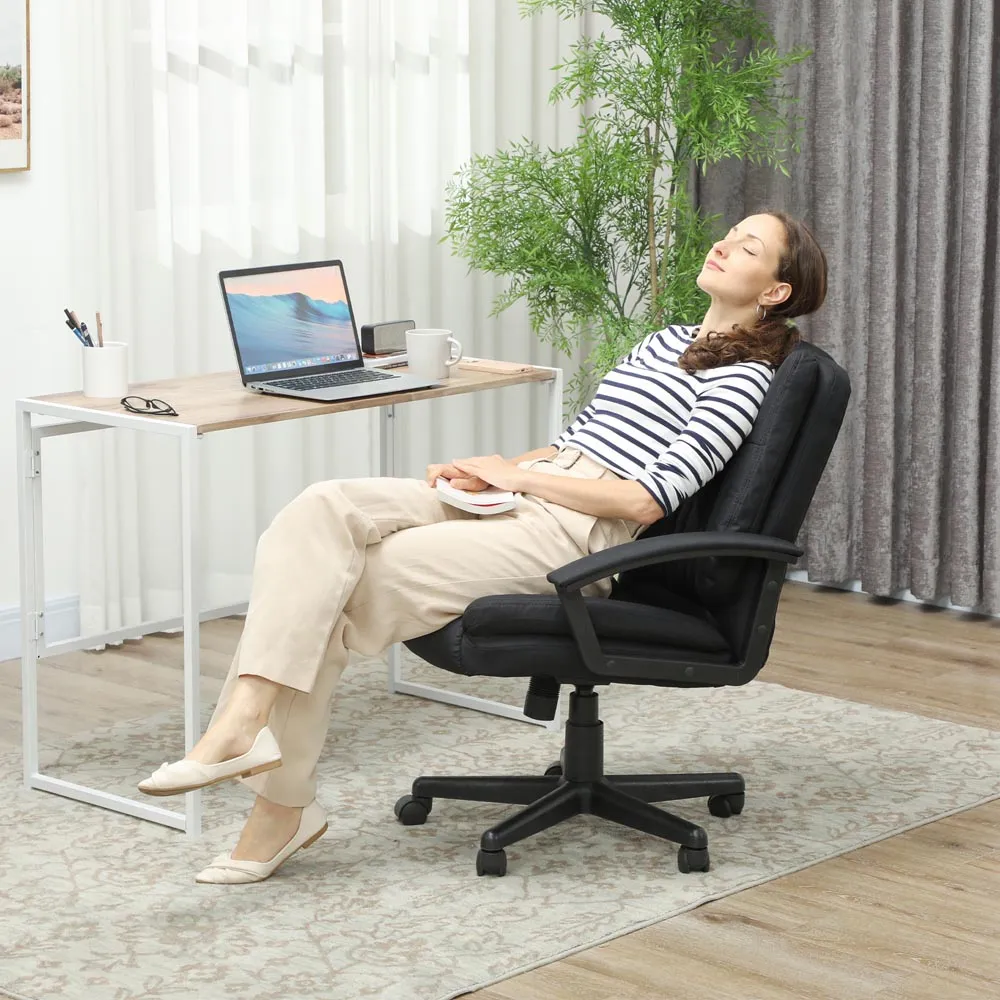 Swivel Mid Back Office Chair with Arms - Black
