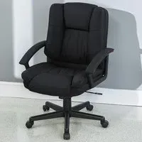 Swivel Mid Back Office Chair with Arms - Black