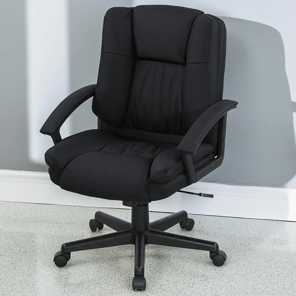 Swivel Mid Back Office Chair with Arms - Black image
