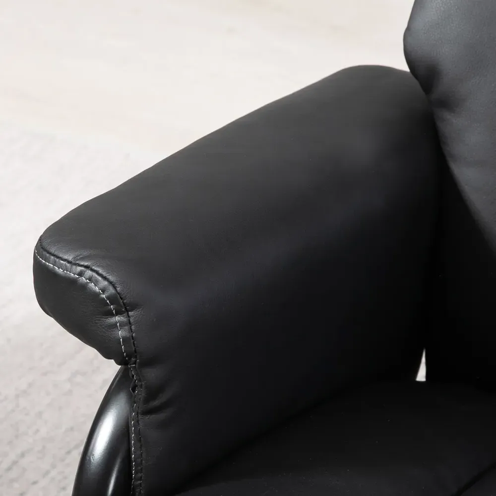 Swivel Recliner Armchair with Footstool - Black, PU Leather