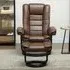 Swivel Recliner Chair with Footrest - Brown, PU Leather