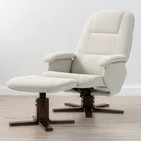 Swivel Recliner Chair with Footstool - Beige