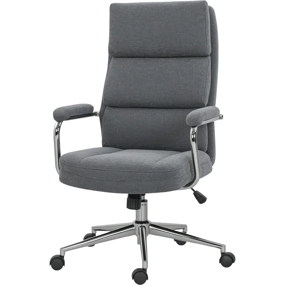 Tilting Office Chair - Charcoal Grey, Linen Fabric