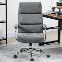 Tilting Office Chair - Charcoal Grey, Linen Fabric