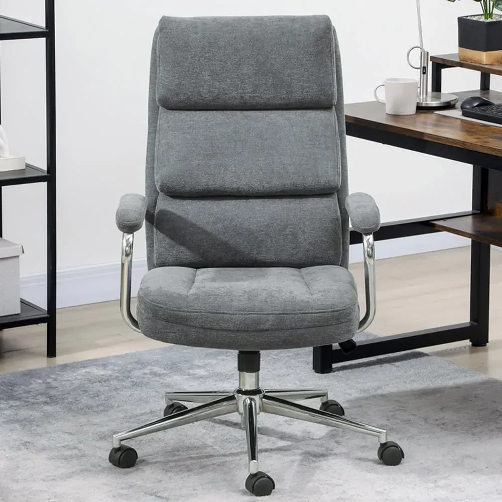 Tilting Office Chair - Charcoal Grey, Linen Fabric image