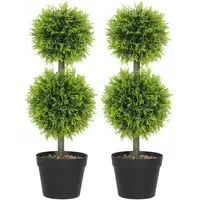 Topiary Cypress Ball Artificial Plant Pot 60cm 2 Pack - Green
