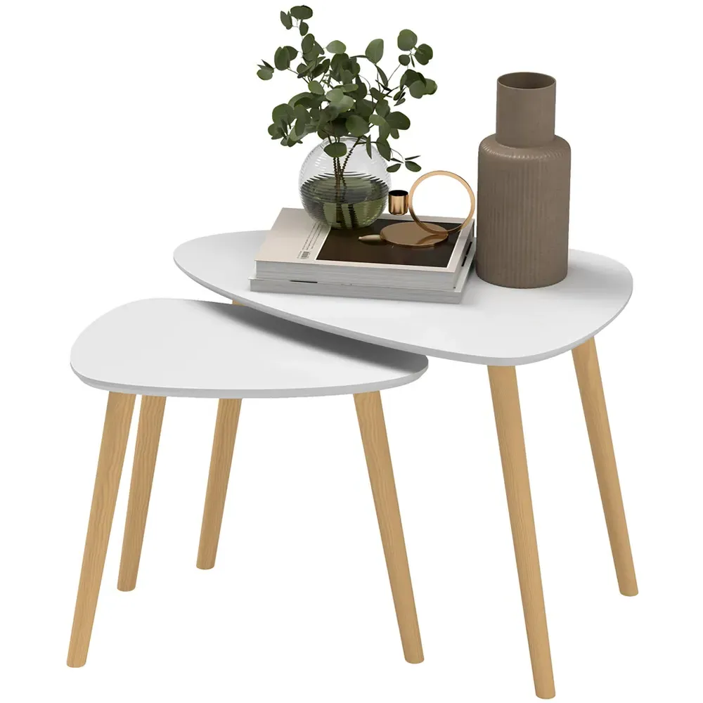 Triangular Nest of Tables Set of 2 - Grey, Wood