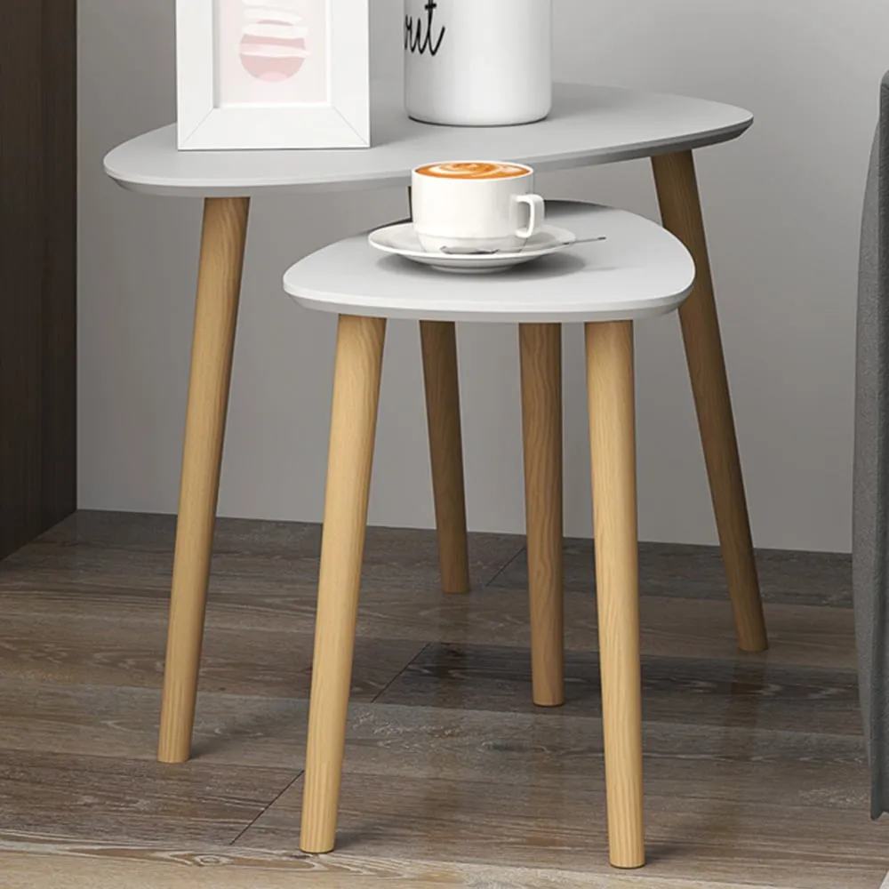 Triangular Nest of Tables Set of 2 - Grey, Wood