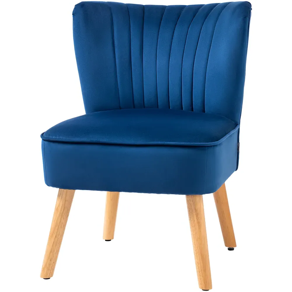 Tub Accent Chair with Wood Frame Legs - Blue, Velvet