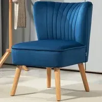 Tub Accent Chair with Wood Frame Legs - Blue, Velvet