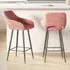 Tub-Shaped Bar Chair Set of 2 with Armrests - Pink, Velvet