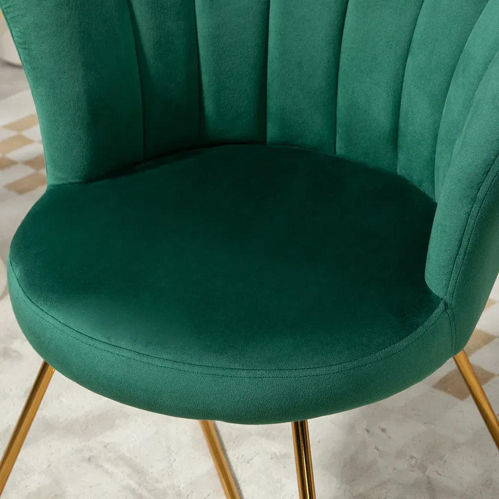 Tufted Accent Chair with Lotus Backrest - Green, Velvet