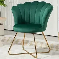 Tufted Accent Chair with Lotus Backrest - Green, Velvet