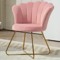 Tufted Accent Chair with Lotus Backrest - Pink, Velvet