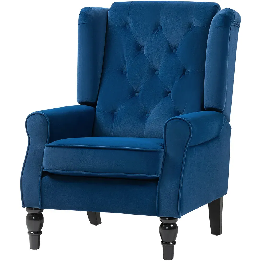 Tufted Club Accent Armchair - Blue, Fabric
