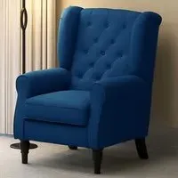 Tufted Club Accent Armchair - Blue, Fabric