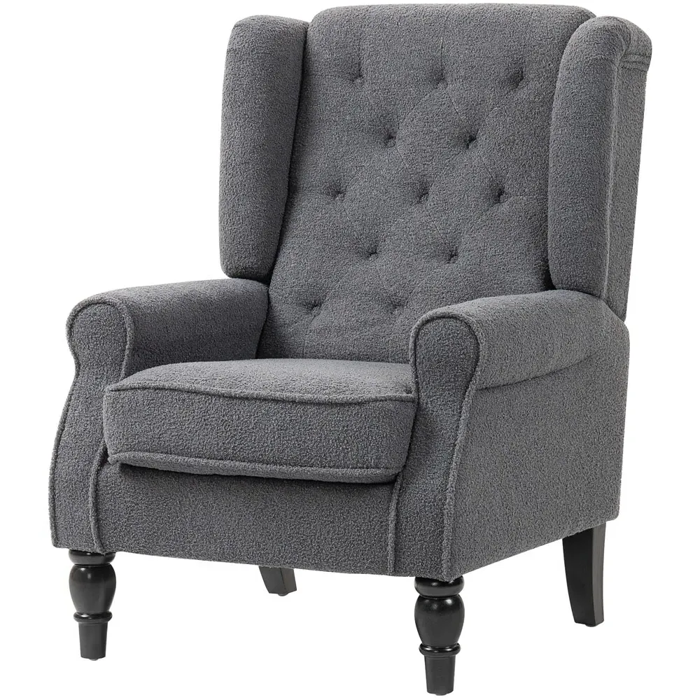 Tufted Club Accent Armchair - Charcoal Grey, Fabric