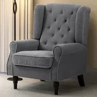 Tufted Club Accent Armchair - Charcoal Grey, Fabric