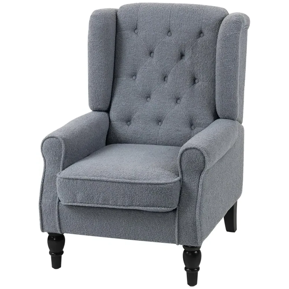 Tufted Club Accent Armchair - Grey, Fabric