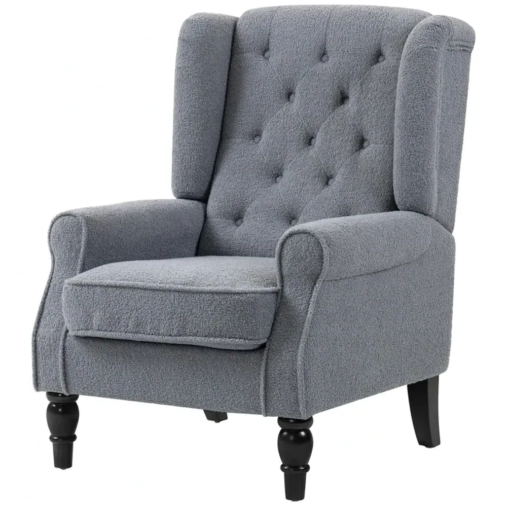 Tufted Club Accent Armchair - Grey, Fabric