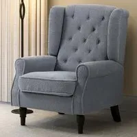 Tufted Club Accent Armchair - Grey, Fabric