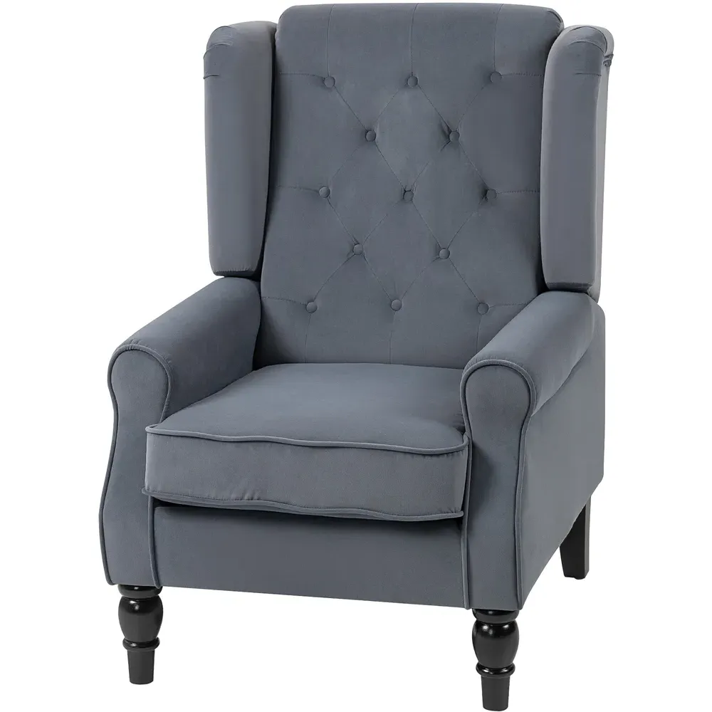 Tufted Club Accent Armchair - Grey, Fabric