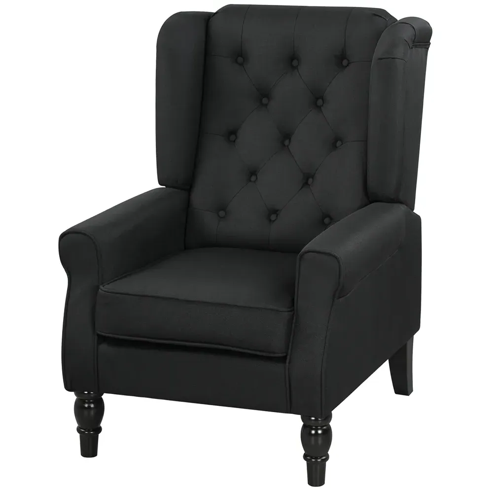 Tufted Club Accent Chair - Black, Fabric