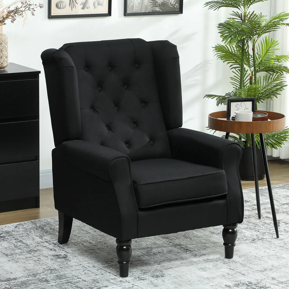 Tufted Club Accent Chair - Black, Fabric