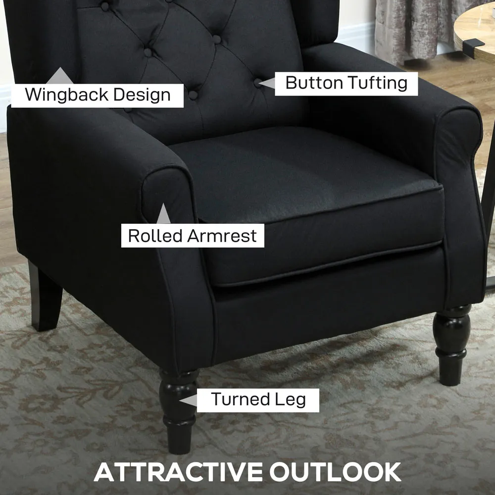 Tufted Club Accent Chair - Black, Fabric
