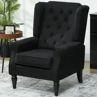 Tufted Club Accent Chair - Black, Fabric