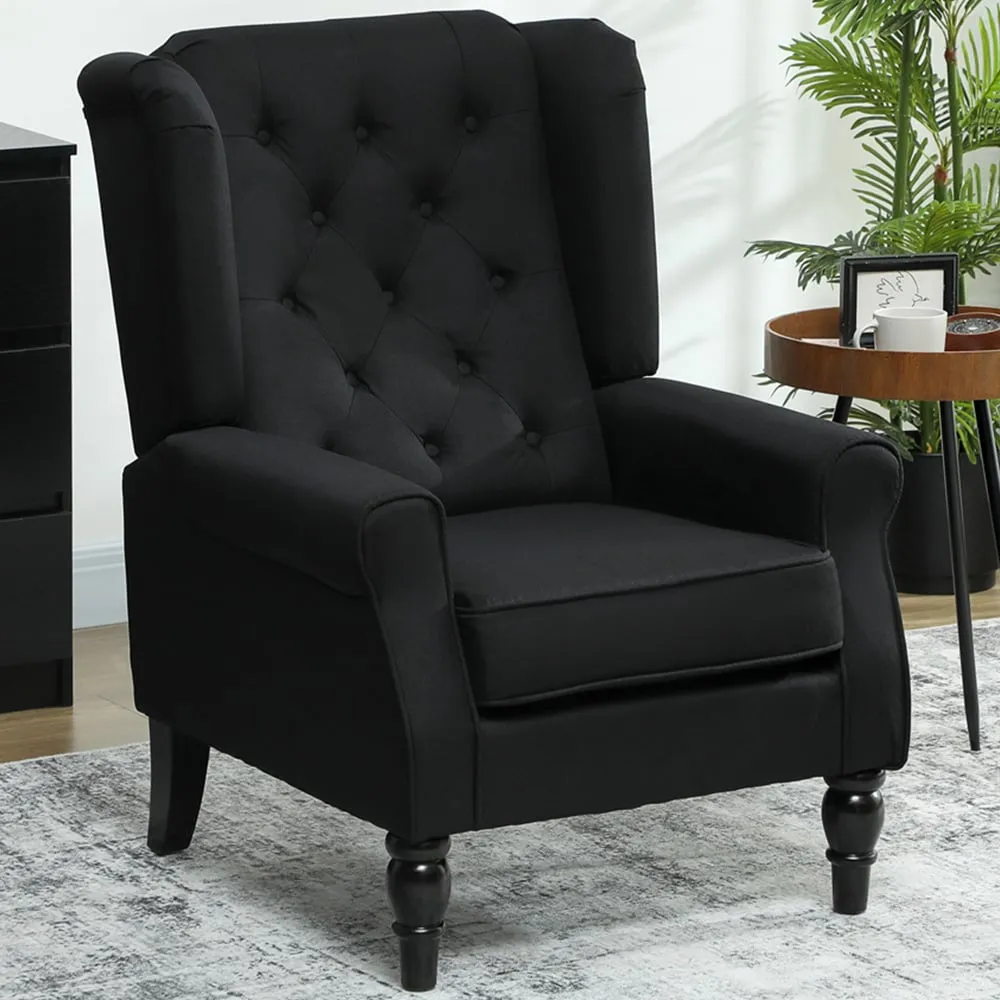 Tufted Club Accent Chair - Black, Fabric